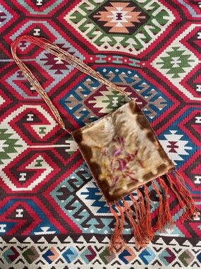 Antique Victorian velvet fringe purse